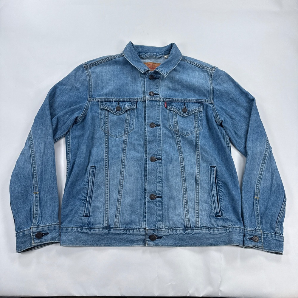 Levis Trucker Denim Jacket Mens Large Medium Wash 72334 Jean Coat Type III